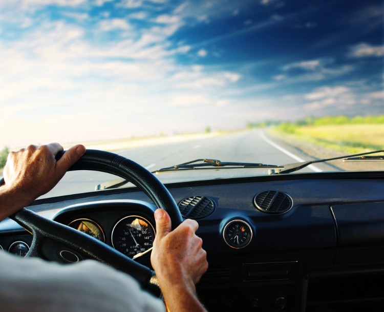 Man driving car